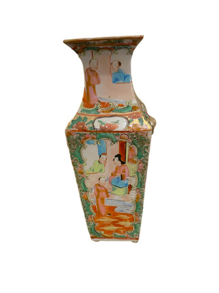 Antique Square Rose Medallion Vase
