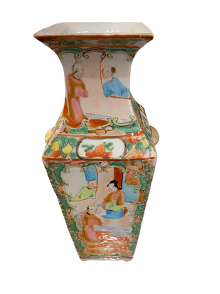 Antique Square Rose Medallion Vase