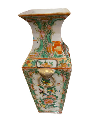 Antique Square Rose Medallion Vase