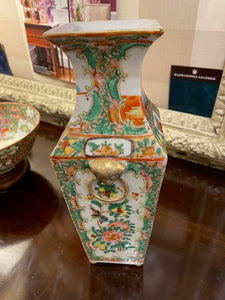 Antique Square Rose Medallion Vase