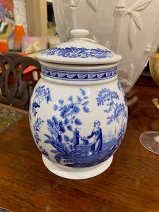 Blue and White Biscuit Jar