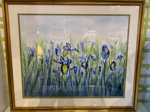 Irises Framed Watercolor Art by Terri Hall