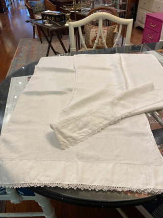 Pair of Vintage Linen Pillow Cases with Trim