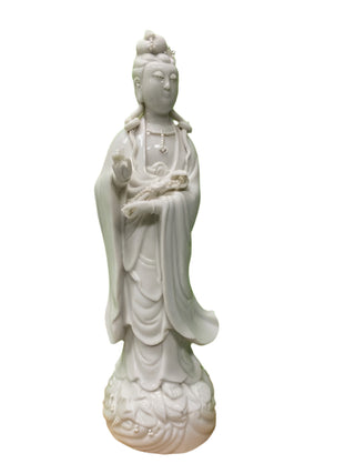 Vintage Chinese Blanc De Chine Goddess Guan Yin Figurine