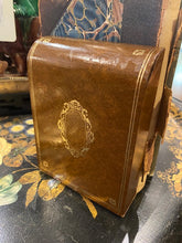 Load image into Gallery viewer, Vintage Pair Brown Leather And Gilt Bookends
