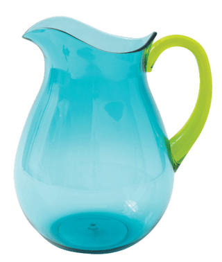 Caspari Turquoise With Green Handle Acrylic Pitcher - 64 Oz