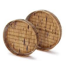 Two's Company Round Bamboo Tray