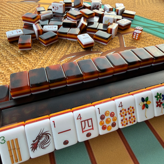 Tortoise Shell Mahjong Rack & Pusher Set – Mahjong Accessory.