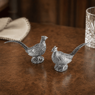 Pewter Pheasants Salt & Pepper Set.