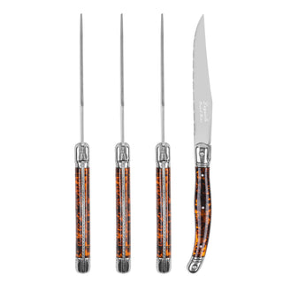 Laguiole Connoisseur 4-Piece Tortoise Steak Knife Set.