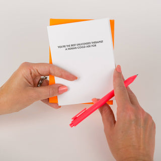 Unlicensed Therapist Letterpress Greeting Card.