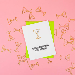 Extra Dirty Birthday Paper Clip Letterpress Greeting Card.