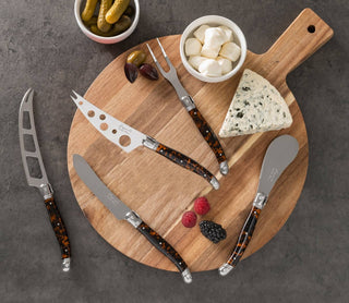 Laguiole 5-Piece Artisan Tortoise Shell Cheese Knife Set.