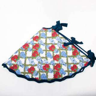 Ginger Jar Toile Quilted Velvet-Trim Tree Skirt.