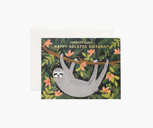 Rifle Paper Co. Birthday Greeting Card - Sloth Belated Birthday