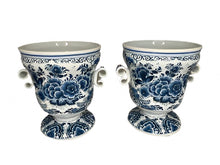 Load image into Gallery viewer, Footed Delft Mantel Vases
