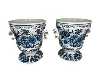 Footed Delft Mantel Vases