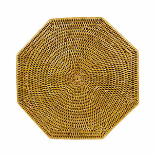 Caspari Rattan Octagonal Placemat-Honey