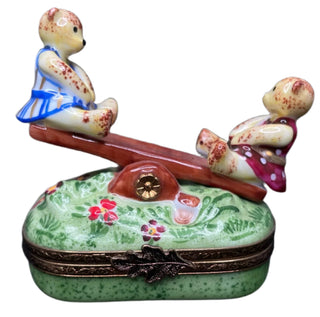 Limoges Bear Seesaw Box