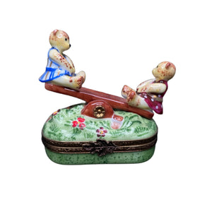 Limoges Bear Seesaw Box