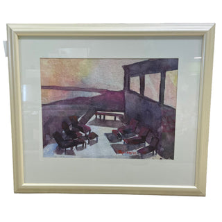 'Dusk on the Sound' Original Framed Watercolor Painting by Jane Carter