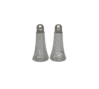Set of Two Glass and Sterling Silver Salt and Pepper Shakers
