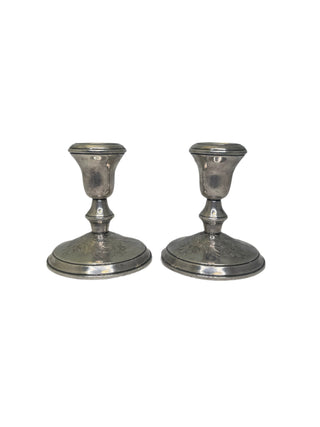 Sterling Silver Candle Stick Holders with Floral Design.