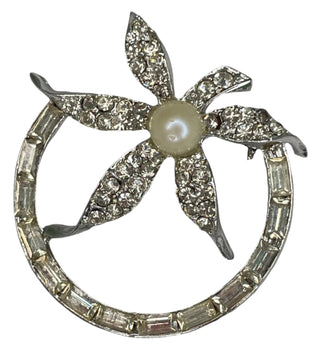 Vintage Pearl & Rhinestone Brooch