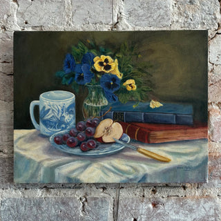 Oil on Canvas Pansy Still Life by Diana Kelly
