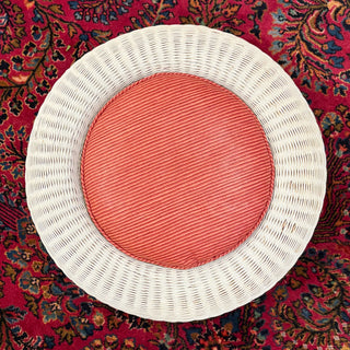 White Wicker Rocking Chair with Stool