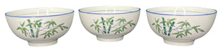 Set of 3 Vintage Footed Bamboo Pattern  Rice Bowls