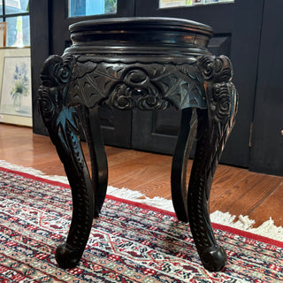 Antique Black Carved Chinoiserie Stand