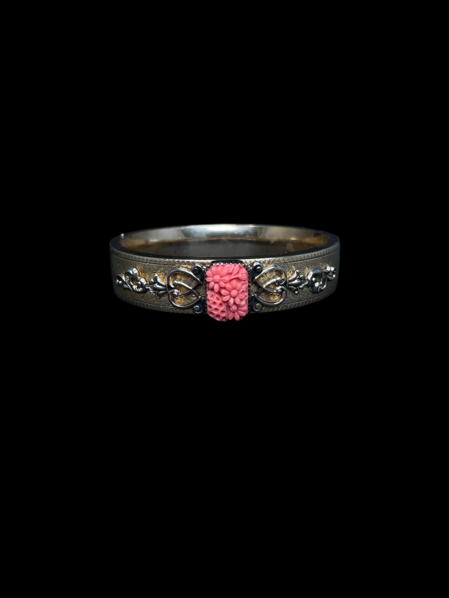 Vintage Gold Filled and Coral Bangle Bracelet