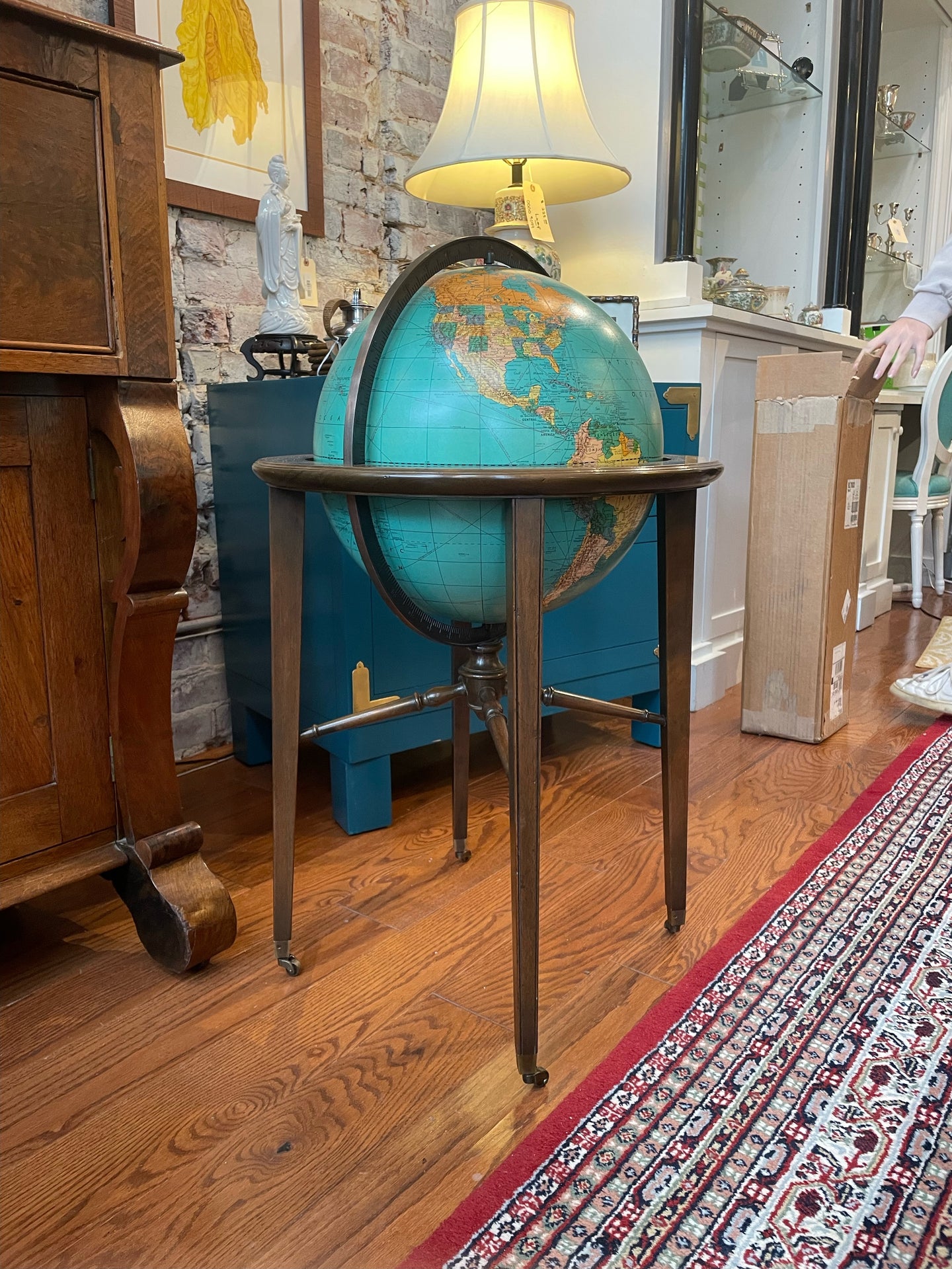 Globe in Rolling Stand with Brass Hardware