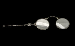 Victorian Folding Lorgnette Silver Magnifying Glasses