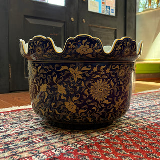 Vintage Blue and Gold Mottahedah Planter