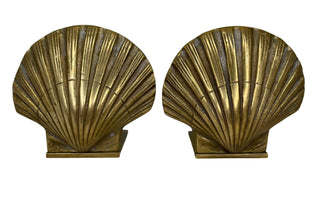 20th Century Brass Clam Shell Book Ends