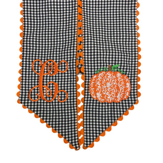 Fall Monogramed Black/White Check Wreath Sash
