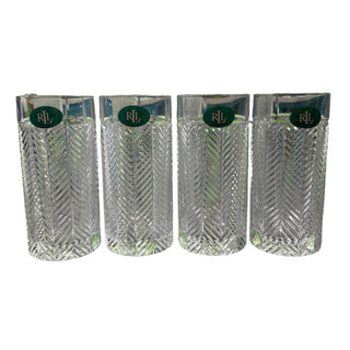 Set of 4 Highball Glass Herringbone by Ralph Lauren