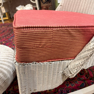 White Wicker Rocking Chair with Stool