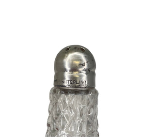Set of Two Glass and Sterling Silver Salt and Pepper Shakers
