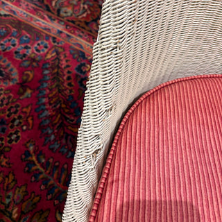 White Wicker Rocking Chair with Stool