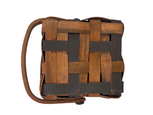 Vintage Small Woven Metal and Wood Basket