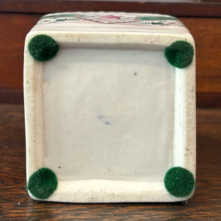 Porcelain Tea Caddy with Brass Lid.
