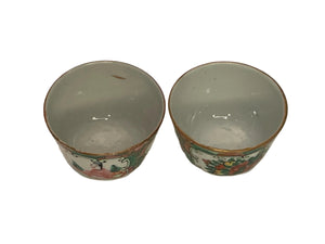 Set of 2 Rose Medallion Tea/Sake Cups