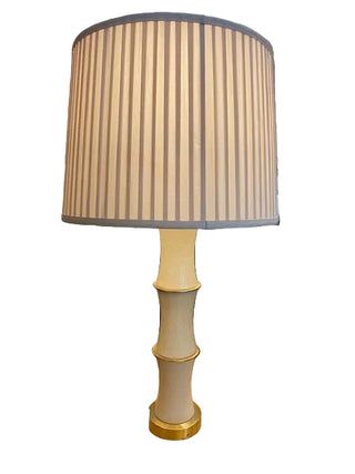 Vintage Enamel and Brass Faux Bamboo Lamp