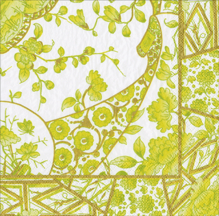 Caspari Gilded Porcelain Chartreuse Luncheon Paper Napkins