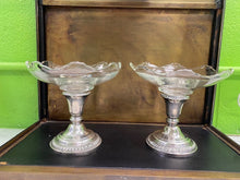 Load image into Gallery viewer, Set of Two Frank Whiting Sterling Candlesticks with Glass Compotes
