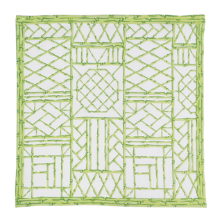 Bamboo Screen Green Fabric Cotton Napkins - Set of 4.
