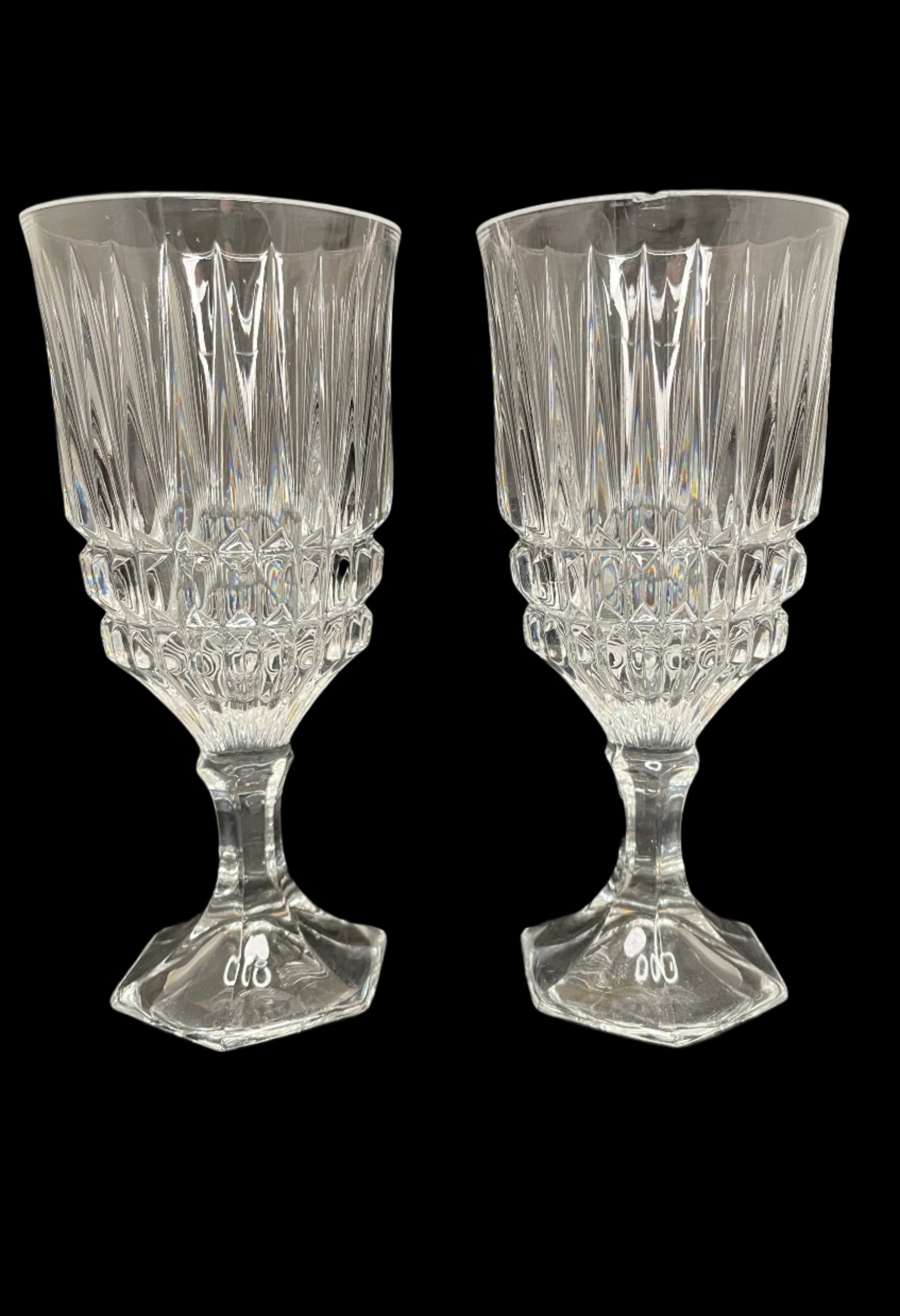 Pair of Fostoria Heritage Crystal Wine Glasses